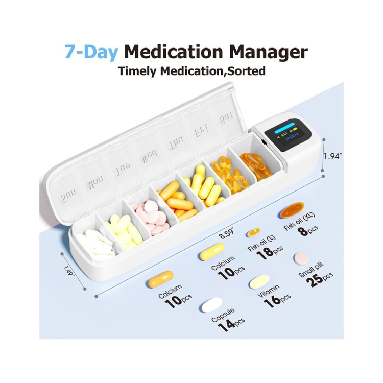 Picture of Liveon Portable Smart Pill Organizer TFT display with App and Alert - White  