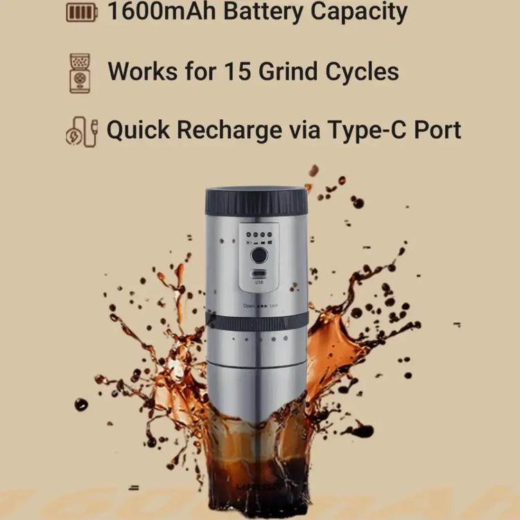 Picture of Lepresso Portable Mini Grinding and Coffee Maker  With Stainless Steel Mug