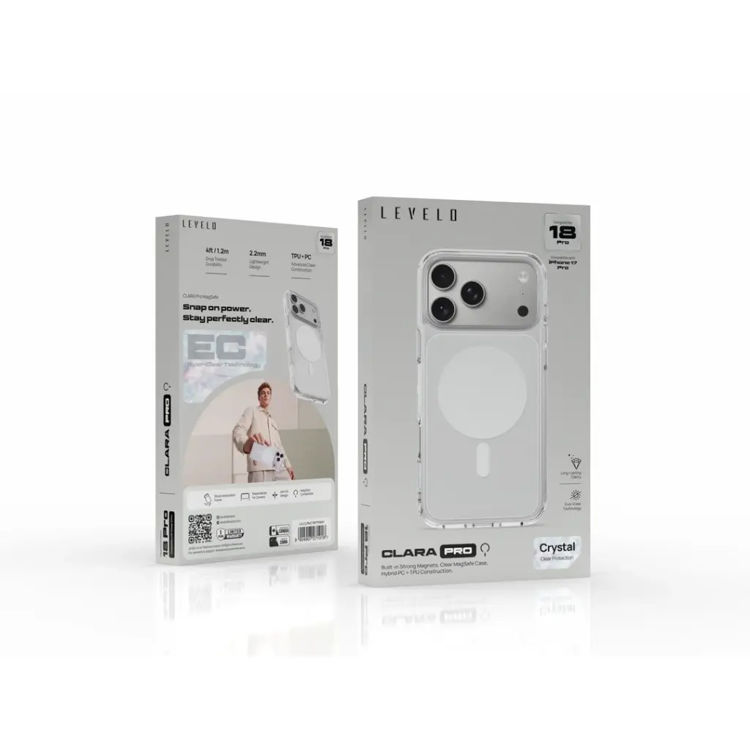 Picture of Levelo Clara Pro MagSafe TPU+PC Case For iPhone 18 Pro - Transparent/White