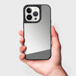 Picture of Casetify Magsafe Mirror Case for iPhone 15 Pro  (Silver w/ Black Bumper)