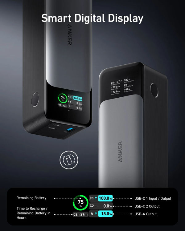 Picture of Anker 737 Portable Power Bank 140W 24000mAh Battery Pack Charging Smart Display