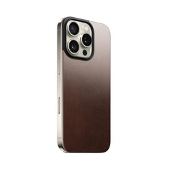 Picture of Nomad iPhone 16 Pro | Horween Magnetic Leather Back - Rustic Brown