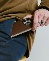 Picture of Nomad iPhone 16 Pro | Horween Magnetic Leather Back - Rustic Brown