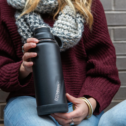 Picture of Ecovessel BOULDER - TriMax Insulated Water Bottle w- Strainer 32oz - 946ml Black Shadow