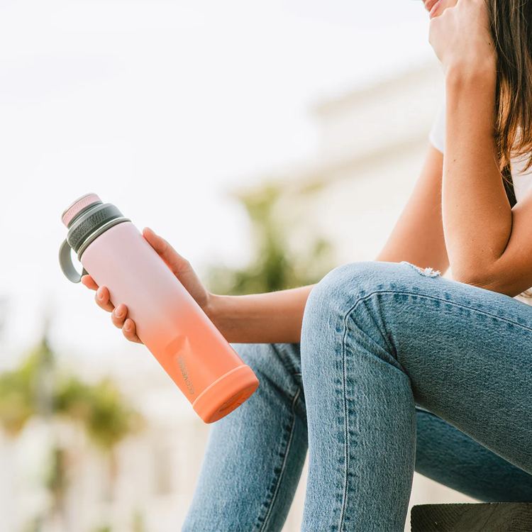 Picture of Ecovessel BOULDER - TriMax Insulated Water Bottle w- Strainer 24oz - 700ml Coral Sands