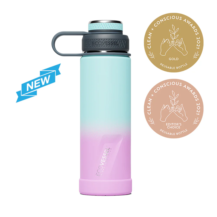 Picture of Ecovessel BOULDER - TriMax Insulated Water Bottle w- Strainer 20oz - 600ml Vapour Wave