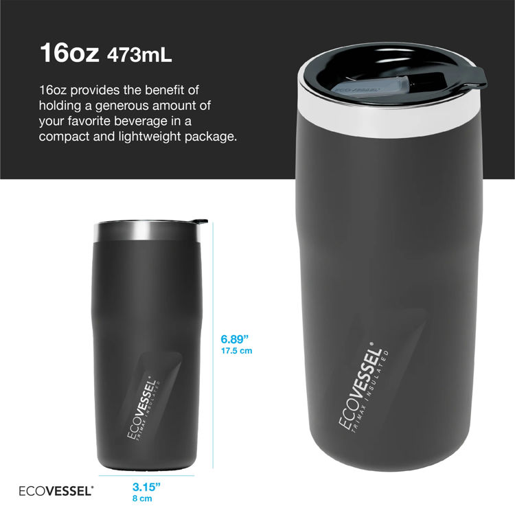 Picture of Ecovessel The Metro - 16 oz Tumbler with Sliding Lid 473ml - Black Shadow