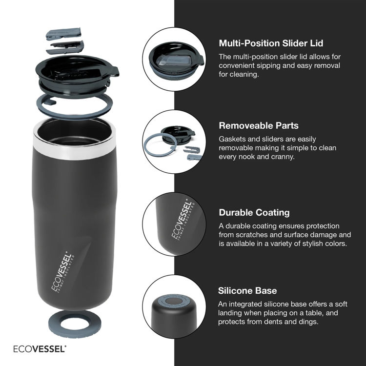 Picture of Ecovessel The Metro - 16 oz Tumbler with Sliding Lid 473ml - Black Shadow