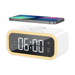 Picture of WiWU Wi-W015 15W Wireless Charger with Digital Alarm Clock - White