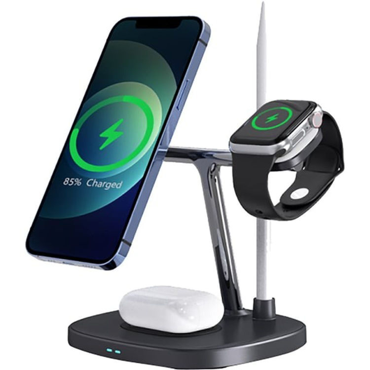 Picture of WiWU Wi-W032 Magnetic Cableless 4 in 1 Charger - Black
