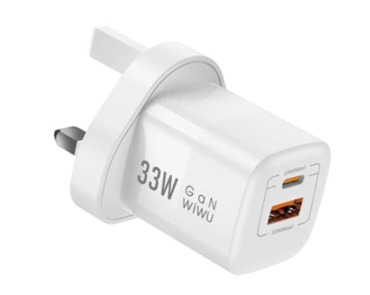 Picture of WiWU Nano Gan Fast Charger UK 33W PD+QC - White