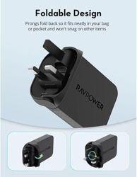 Picture of RAVPower PC1079 Foldable Plug Wall Charger Gan 65W 2C Black