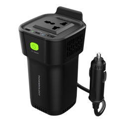 Picture of Powerology 150W Inverter AC Universal USB A 2type-C DC Car 12V10A - Black