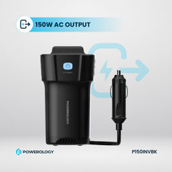 Picture of Powerology 150W Inverter AC Universal USB A 2type-C DC Car 12V10A - Black