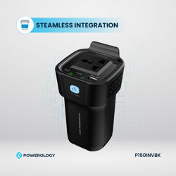 Picture of Powerology 150W Inverter AC Universal USB A 2type-C DC Car 12V10A - Black
