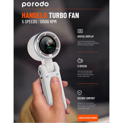 Picture of Porodo LifeStyle 3in1 Multi Functional 180° Foldable Handheld Turbo Fan - White