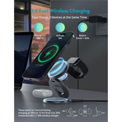 Picture of RAVPower RP-WC1008 Premium Foldable Magsafe 3-In-1 Charging Station Stand Titanium

