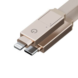 Picture of Energea Cable Sheath 2-in-1 USB-C to C+Lighning MFI 60W 480 Mbps Gold 1.0m