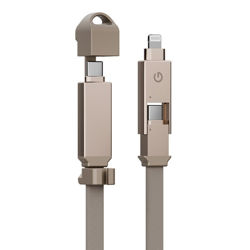 Picture of Energea Cable Sheath 2-in-1 USB-C to C+Lighning MFI 60W 480 Mbps Gold 15cm