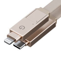Picture of Energea Cable Sheath 2-in-1 USB-C to C+Lighning MFI 60W 480 Mbps Gold 15cm