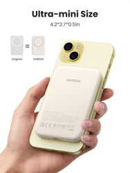 Picture of Ugreen 5000mAh Magnetic Wireless Power Bank 15W, PB560 - Beige