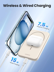Picture of Ugreen 5000mAh Magnetic Wireless Power Bank 15W, PB560 - Beige