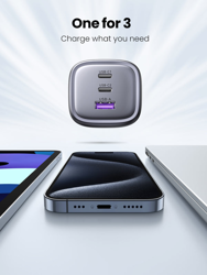 Picture of UGREEN 65W Nexode USB C GaN Fast Charger Plug Foldable 3-Port MacBook Pro/Air
