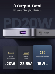 Picture of Ugreen 10000MAH Mini Magnetic Wireless 20W Power Bank (Space Grey)