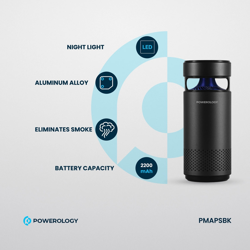Picture of Powerology Portable Mini Air Purifier with UVC LED Sterlization - Balck 