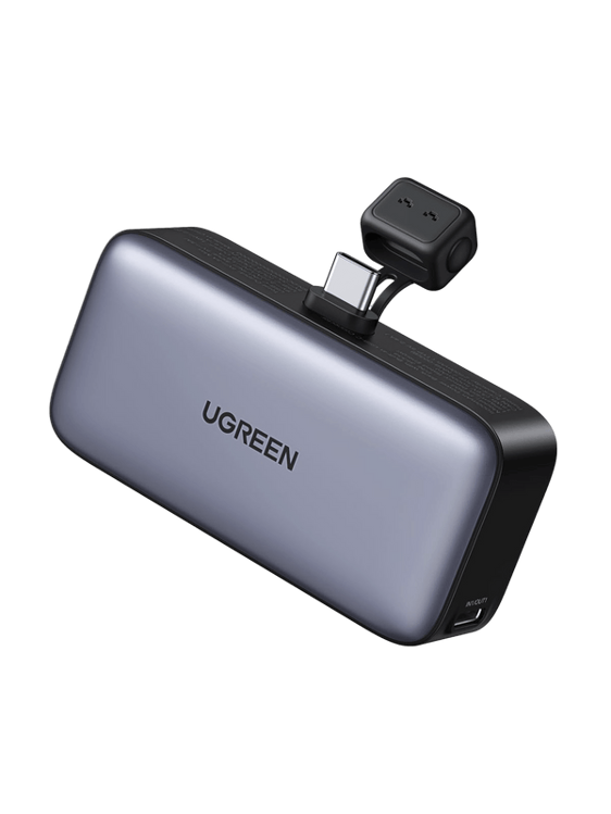 Picture of Ugreen PB503 5000mAh powerbank with USB-C port and integrated USB-C connector - gray