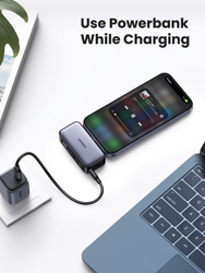 Picture of Ugreen PB503 5000mAh powerbank with USB-C port and integrated USB-C connector - gray
