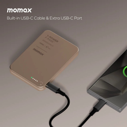 Picture of MOMAX 1-POWER F.PASS+ 10000mAh POWER BANK WITH BUILT-IN CABLE & MAGNETIC ATTACHMENT (Color: DESERT TITANIUM)_IP158L2