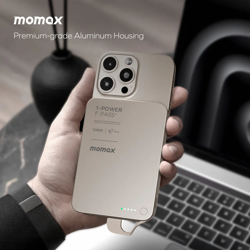 Picture of MOMAX 1-POWER F.PASS+ 10000mAh POWER BANK WITH BUILT-IN CABLE & MAGNETIC ATTACHMENT (Color: DESERT TITANIUM)_IP158L2
