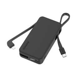 Picture of MOMAX 1-POWER VITAL+ 10000mAh POWER BANK WITH BUILT IN USB-C & LIGHTNING CABLE (Color: BLACK)_IP138MFID