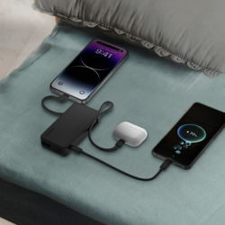 Picture of MOMAX 1-POWER VITAL+ 10000mAh POWER BANK WITH BUILT IN USB-C & LIGHTNING CABLE (Color: BLACK)_IP138MFID