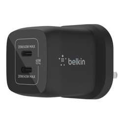 Picture of Belkin BoostCharge Pro Dual USB-C GaN Wall Charger with PPS 45W – Black