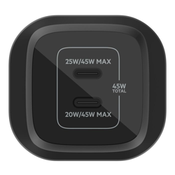 Picture of Belkin BoostCharge Pro Dual USB-C GaN Wall Charger with PPS 45W – Black