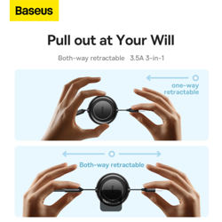 Picture of Baseus Bright Mirror 2 Series Retractable Cable | 3 in 1 Fast Charging Data Cable