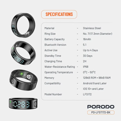 Picture of Porodo 10" Smart Ring with Digital Diplay - Silver