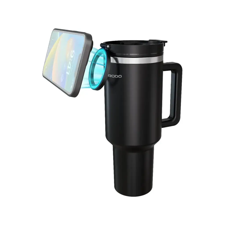 Picture of Porodo Lifestyle MagSafe Phone Holder 40oz Tumbler with Handle and Stainless
Straw - Black"