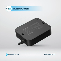 Picture of Powerology 30W Wall Socket UK Plug 3 AC*1 USB-A*1 USB-C with 2m USB-C Cable
- Black"