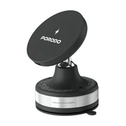 Picture of Porodo 15W 360° Rotatable Adjustable Magnetic Wireless Charging Vacuum Suction Holder   - Black