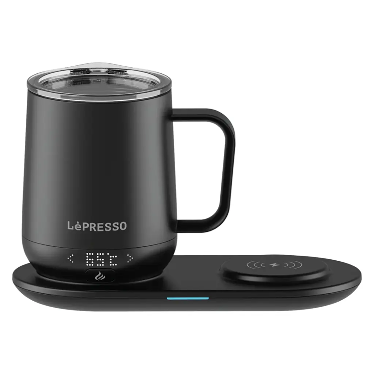 Picture of LePresso Heated Mug 12oz with Wireless Charging Pad - Black