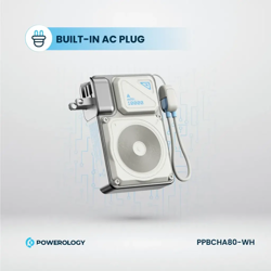 Picture of Powerology 10000mAh MagSafe Wireless Power Bank with Type-C & Lightning Cable Adapter - White