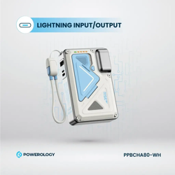 Picture of Powerology 10000mAh MagSafe Wireless Power Bank with Type-C & Lightning Cable Adapter - White