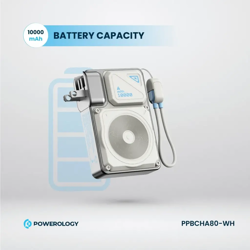 Picture of Powerology 10000mAh MagSafe Wireless Power Bank with Type-C & Lightning Cable Adapter - White