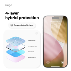 Picture of Elago Tempered Glass iPhone17 w/ Easy Inst. Tray