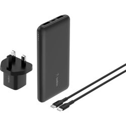 Picture of Belkin Portable Charger, 4-In-1 Power Bundle With 10000mAh Power Bank, 25W USB-C Charging Block, 60W USB-C Cable