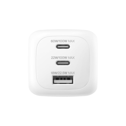Picture of Belkin 3-Port USB-C Plug 100W, Gan Wall Charger With 2X USB-C & 1 USB-A Ports,
